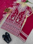 DESIGNER GEORGETTE EMBROIDERY SEQUENCE WORK TOP PALAZZO WITH DUPATTA PARTY WEAR WHOLESALE PRICE ETHNIC GARMENT (7)