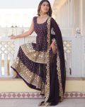 DESIGNER GEORGETTE EMBROIDERY SEQUENCE WORK TOP SHARARA WITH DUPATTA PARTY WEAR WHOLESALE PRICE ETHNIC GARMENT (12)