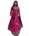 PARTY WEAR GEORGETTE DIGITAL PRINT EMBROIDERY WITH SEQUENCE WORK GOWN BOTTOM WITH DUPATTA PINK