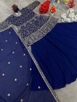 DESIGNER GEORGETTE EMBROIDERY WORK TOP BOTTOM WITH DUPATTA FESTIVAL WEAR WHOLESALE PRICE ETHNIC GARMENT (2)