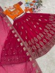 DESIGNER GEORGETTE SEQUENCE EMBROIDERY WORK LEHENGA CHOLI WITH DUPATTA PARTY WEAR WHOLESALE PRICE ETHNIC GARMENT (4)