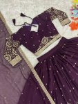 DESIGNER GEORGETTE SEQUENCE THREAD WORK LEHENGA CHOLI WITH DUPATTA PARTY WEAR WHOLESALE PRICE ETHNIC GARMENT (3)