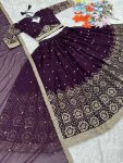 DESIGNER GEORGETTE SEQUENCE THREAD WORK LEHENGA CHOLI WITH DUPATTA PARTY WEAR WHOLESALE PRICE ETHNIC GARMENT (3)