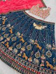 DESIGNER GEORGETTE SILK SEQUENCE EMBROIDREY NEEDLE WORK LEHENGA CHOLI WITH DUPATTA PARTY WEAR WHOLESALE PRICE ETHNIC GARMENT (1)