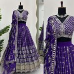 DESIGNER GEORGETTE THREAD WITH SEQUENCE WORK LEHENGA CHOLI WITH DUPATTA FESTIVAL WEAR BEST PRICE TEXTILE GARMENT (4)