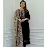 DESIGNER HEAVY RAYON NEACK WORK TOP PANT WITH DUPATTA CASUAL WEAR WHOLESALE PRICE ETHNIC GARMENT (6)