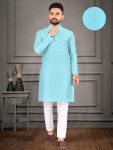 DESIGNER JACQUARD WEAVING KURTA WITH COTTON PAYJAMA SKY