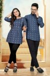 DESIGNER LINEN COTTON WEAVING THREAD WORK COUPLE COMBO SET COUPLE WEAR WHOLESALE PRICE ETHNIC GARMENT (2)