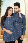 DESIGNER LINEN COTTON WEAVING THREAD WORK COUPLE COMBO SET COUPLE WEAR WHOLESALE PRICE ETHNIC GARMENT (2)