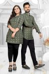 DESIGNER LINEN COTTON WEAVING THREAD WORK COUPLE COMBO SET COUPLE WEAR WHOLESALE PRICE ETHNIC GARMENT (6)