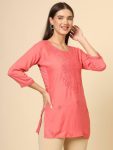 DESIGNER RAYON CHICKENKARI WORK ONLY KURTI CASUAL WEAR WHOLESALE PRICE EHTNIC GARMENT (11)