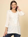 DESIGNER RAYON CHICKENKARI WORK ONLY KURTI OFFICE WEAR WHOLESALE PRICE ETHNIC GARMENT (2)