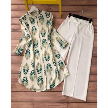 DESIGNER DIGITAL PRINT WORK KURTI WITH PALAZZO CREAM