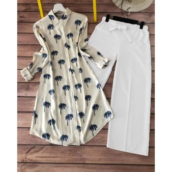 DESIGNER DIGITAL PRINT WORK KURTI WITH PALAZZO CREAM