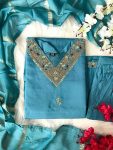 DESIGNER ROMAN SILK EMBROIDERY WITH SEQUENCE WORK TOP PANT WITH DUAPTTA CASUAL WEAR CHEAP PRICE TEXTILE GARMENT (5)