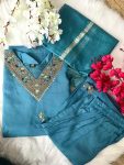 DESIGNER ROMAN SILK EMBROIDERY WITH SEQUENCE WORK TOP PANT WITH DUAPTTA CASUAL WEAR CHEAP PRICE TEXTILE GARMENT (5)