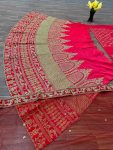 DESIGNER SATIN SILK EMBROIDERY SEQUENCE WORK LEHENGA CHOLI WITH DUPATTA WEDDING WEAR WHOLESALE PRICE ETHNIC GARMENT (1)