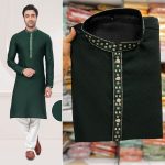 DESIGNER SILK JACQUARD EMBROIDERY WORK MENS KURTA PAJAMA FESTIVAL WEAR WHOLESALE PRICE ETNIC GARMENT (5)