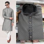 DESIGNER SILK JACQUARD EMBROIDERY WORK MENS KURTA PAJAMA FESTIVAL WEAR WHOLESALE PRICE ETNIC GARMENT (7)