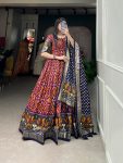 DESIGNER TUSSAR SILK PATOLA PRINT WORK GOWN WITH DUPATTA PARTY WEAR WHOLESALE PRICE ETHNIC GARMENT (1)