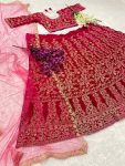 DESIGNER VELVET EMBROIDERY CODING WORK LEHENGA CHOLI WITH DUPATTA PARTY WEAR WHOLESALE PRICE ETHNIC GARMENT (12)