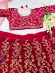 DESIGNER VELVET EMBROIDERY CODING WORK LEHENGA CHOLI WITH DUPATTA PARTY WEAR WHOLESALE PRICE ETHNIC GARMENT (12)