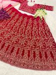 DESIGNER VELVET EMBROIDERY CODING WORK LEHENGA CHOLI WITH DUPATTA PARTY WEAR WHOLESALE PRICE ETHNIC GARMENT (12)