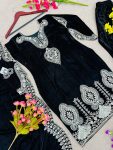 DESIGNER VELVET EMBROIDERY SEQUENCE WORK TOP BOTTOM WITH DUPATTA PARTY WEAR WHOLESALE PRICE ETHNIC GARMENT (4)