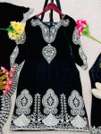 DESIGNER VELVET EMBROIDERY SEQUENCE WORK TOP BOTTOM WITH DUPATTA PARTY WEAR WHOLESALE PRICE ETHNIC GARMENT (4)