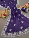 DESINER JIMMY CHOO EMBROIDERY ZARI AND SEQUENCE WORK SAREE WITH UNSTITCHED BLOUSE FESTIVAL WEAR WHOLESALE PRICE ETHNIC GARMENT (4)