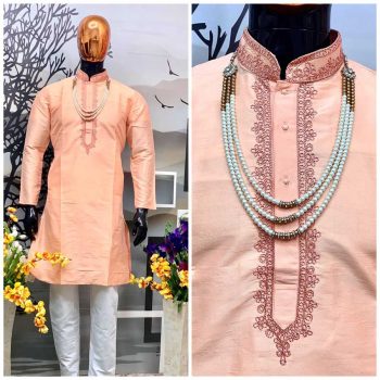 MULBERRY POLO KURTA SEMI COTTON PANT ON EMBROIDERY WORK NECK PATTERN PARTY WEAR FULL STITCHED