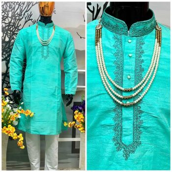 MULBERRY POLO KURTA SEMI COTTON PANT ON EMBROIDERY WORK NECK PATTERN PARTY WEAR FULL STITCHED