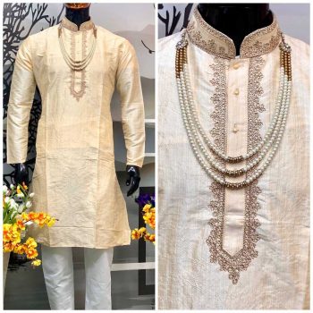 MULBERRY POLO KURTA SEMI COTTON PANT ON EMBROIDERY WORK NECK PATTERN PARTY WEAR FULL STITCHED