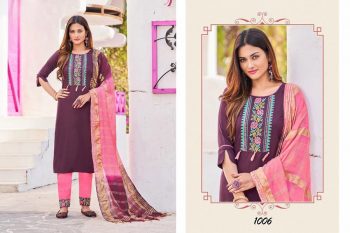 DESIGNER GEORGETTE TESSLA EMBROIDERY WORK TOP BOTTOM WITH DUPATTA WINE