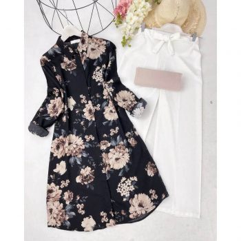 PARTY WEAR DIGITAL PRINT WORK KURTI WITH PALAZZO BLACK