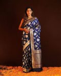 FANCY BANARASI SILK GOLD ZARI WEAVING WORK SAREE WITH UNSTITCHED BLOUSE FESTIVAL WEAR WHOLESALE PRICE ETHNIC GARMENT (2)