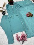 FANCY CHINON EMBMROIDERY SEQUENCE PEARL WORK TOP BOTTOM WITH DUPATTA PARTY WEAR WHOLESALE PRICE ETHNIC GARMENT (16)