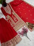 FANCY CHINON EMBROIDERY CODING DORI SEQUENCE WORK TOP PALAZZO WITH DUPATTA FESTIVAL WEAR WHOLESALE PRICE ETHNIC GARMENT SURAT (16)