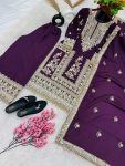 FANCY CHINON EMBROIDERY CODING DORI SEQUENCE WORK TOP PALAZZO WITH DUPATTA PARTY WEAR WHOLESALE PRICE ETHNIC GARMENT (7)