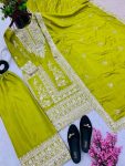 FANCY CHINON EMBROIDERY CODING DORI SEQUENCE WORK TOP PALAZZO WITH DUPATTA PARTY WEAR WHOLESALE PRICE ETHNIC GARMENT (1)