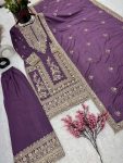 FANCY CHINON EMBROIDERY CODING DORI SEQUENCE WORK TOP PALAZZO WITH DUPATTA PARTY WEAR WHOLESALE PRICE ETHNIC GARMENT 7 (11)