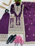 FANCY CHINON EMBROIDERY CODING DORI SEQUENCE WORK TOP PALAZZO WITH DUPATTA PARTY WEAR WHOLESALE PRICE ETHNIC GARMENT (7)