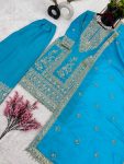 FANCY CHINON EMBROIDERY CODING DORI SEQUENCE WORK TOP PALAZZO WITH DUPATTA PARTY WEAR WHOLESALE PRICE ETHNIC GARMENT 8 (19)