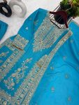 FANCY CHINON EMBROIDERY CODING DORI SEQUENCE WORK TOP PALAZZO WITH DUPATTA PARTY WEAR WHOLESALE PRICE ETHNIC GARMENT 8 (19)