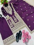 FANCY CHINON EMBROIDERY CODING DORI SEQUENCE WORK TOP PALAZZO WITH DUPATTA PARTY WEAR WHOLESALE PRICE ETHNIC GARMENT (7)