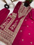 FANCY CHINON EMBROIDERY CODING DORI SEQUENCE WORK TOP PALAZZO WITH DUPATTA WEDDING WEAR WHOLESALE PRICE ETHNIC GARMENT (5)