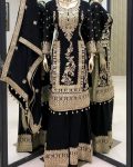 FANCY CHINON EMBROIDERY CODING DORI SEQUENCE WORK TOP PALAZZO WITH DUPATTA WEDDING WEAR WHOLESALE PRICE ETHNIC GARMENT (9)