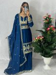 FANCY CHINON EMBROIDERY SEQUENCE WORK TOP PALAZZO WITH DUPATTA PARTY WEAR WHOLESALE PRICE ETHNIC GARMENT (5)