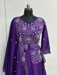 FANCY CHINON EMBROIDERY WORK GOWN ATTACHED JACKT WITH DUPATTA PARTY WEAR WHOLESALE PRICE ETHNIC GARMENT (12)