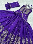 FANCY CHINON EMBROIDREY THREAD WORK TOP LEHENGA WITH DUPATTA PARTY WEAR WHOLESALE PRICE ETHNIC GARMENT (3)